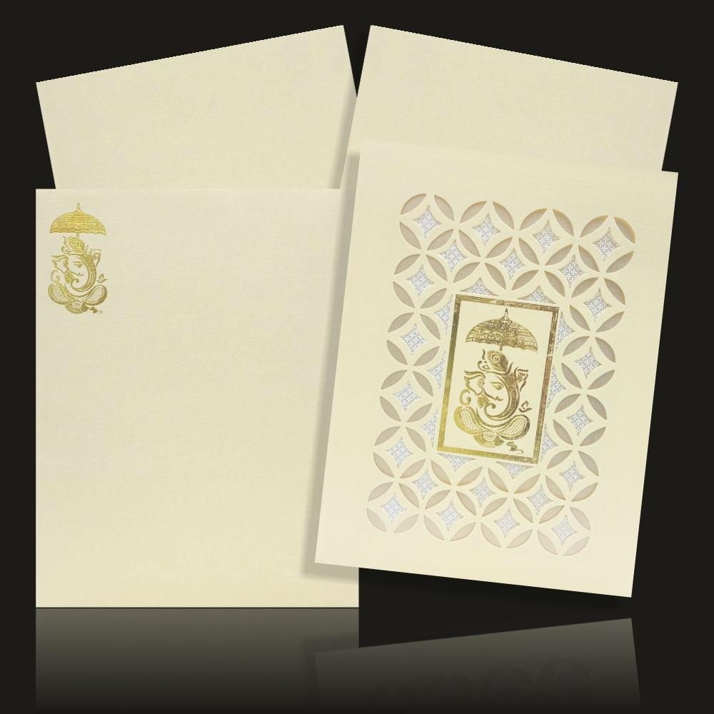 Elegant Blue Shading with Laser Cut Wedding Card-KNK50074-3
